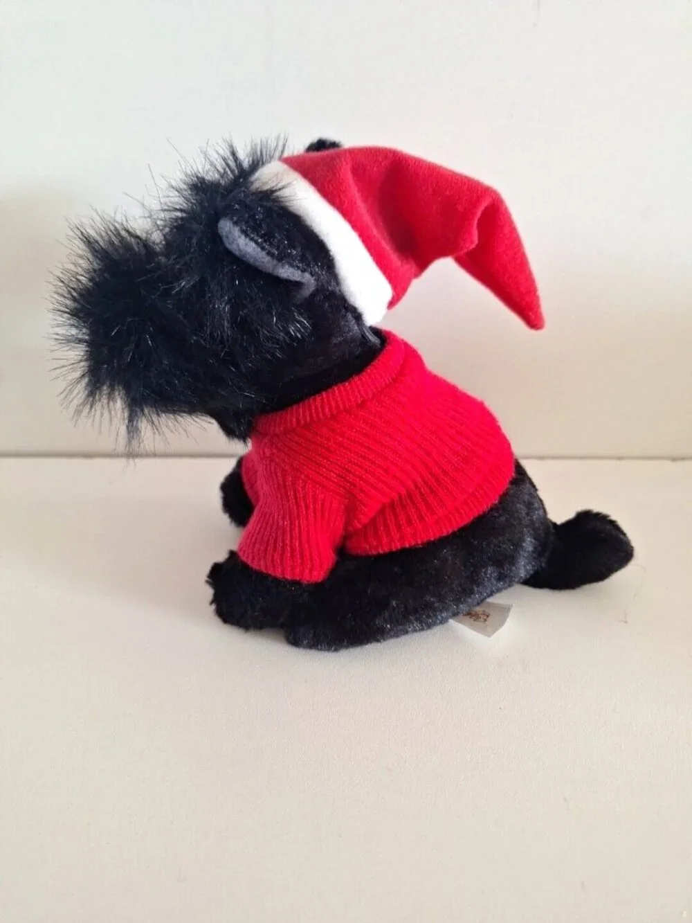 Christmas Terrier Scottie Dog Santa Sweater Hat Bestever Holiday Black Plush